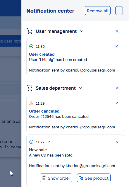 Notification center